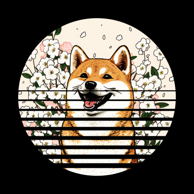 Shiba Inu Dog, Cherry Blossom, Japanese Style by logiamerch