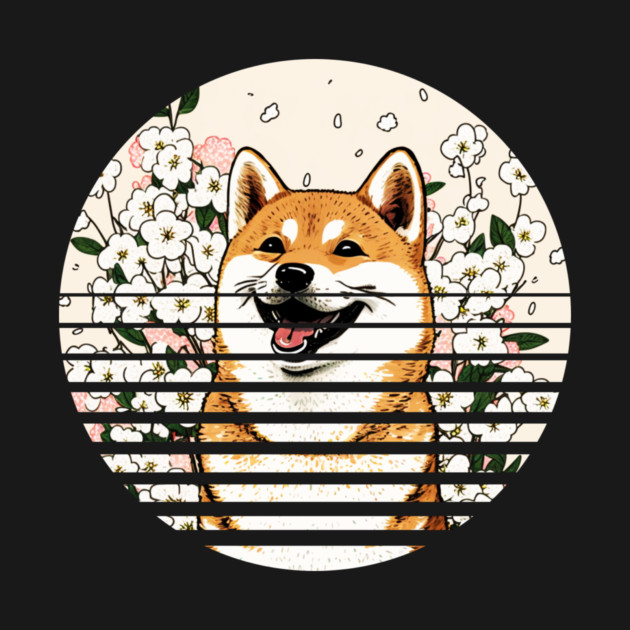 Shiba Inu Dog, Cherry Blossom, Japanese Style by logiamerch