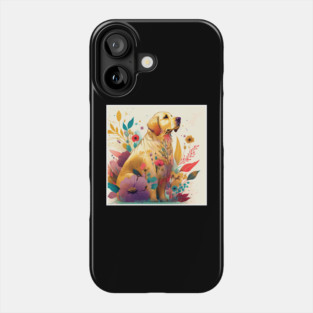 Golden Retriever Dog, Floral Design, Dog Lover Phone Case