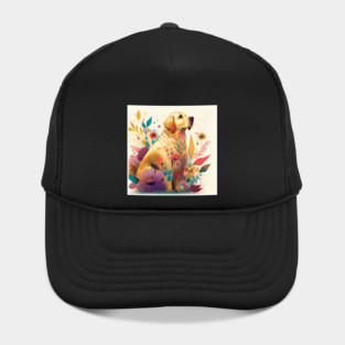 Golden Retriever Dog, Floral Design, Dog Lover Hat