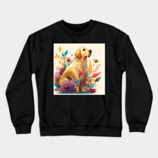 Golden Retriever Dog, Floral Design, Dog Lover Crewneck Sweatshirt
