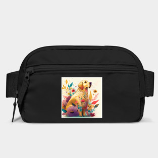 Golden Retriever Dog, Floral Design, Dog Lover Bag