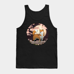 Shiba Inu Dog, Cherry Blossom, Japanese Style Tank Top