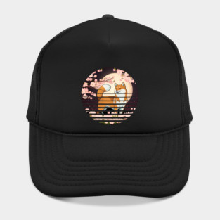 Shiba Inu Dog, Cherry Blossom, Japanese Style Hat