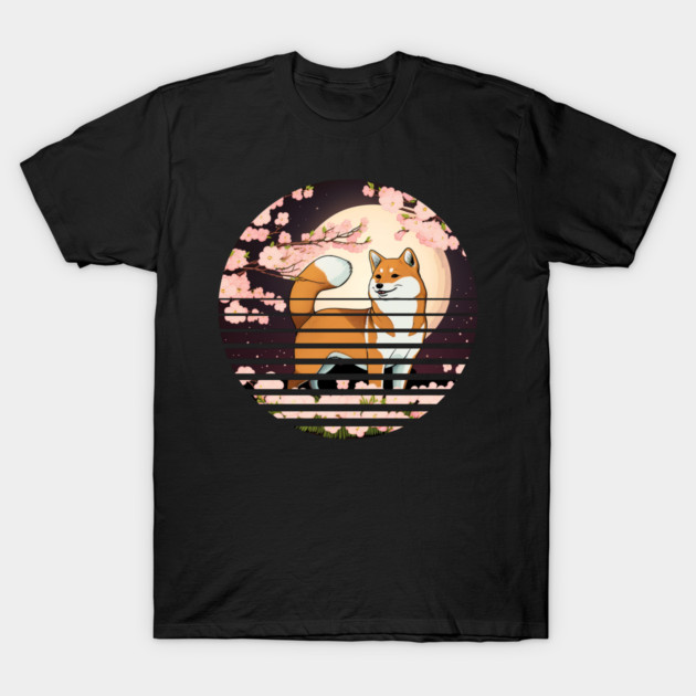 Shiba Inu Dog, Cherry Blossom, Japanese Style T-Shirt by logiamerch