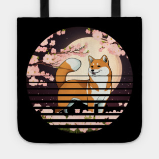 Shiba Inu Dog, Cherry Blossom, Japanese Style Tote