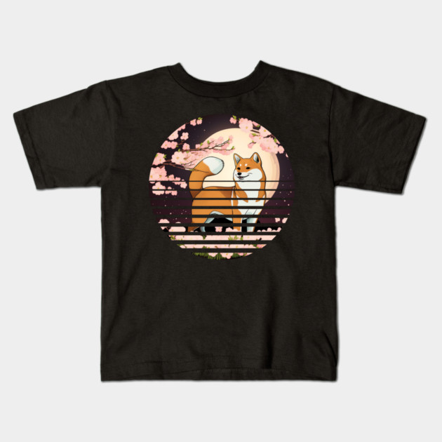 Shiba Inu Dog, Cherry Blossom, Japanese Style Kids T-Shirt by logiamerch