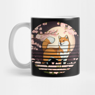 Shiba Inu Dog, Cherry Blossom, Japanese Style Mug