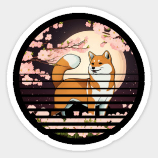 Shiba Inu Dog, Cherry Blossom, Japanese Style Magnet