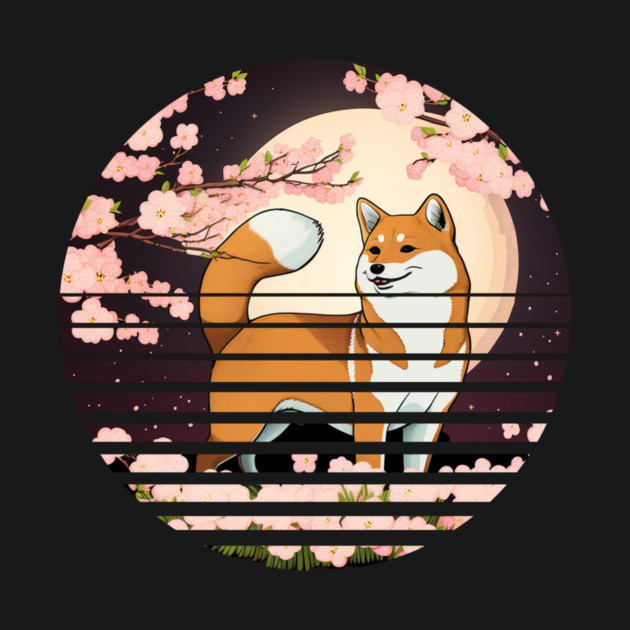 Shiba Inu Dog, Cherry Blossom, Japanese Style by logiamerch