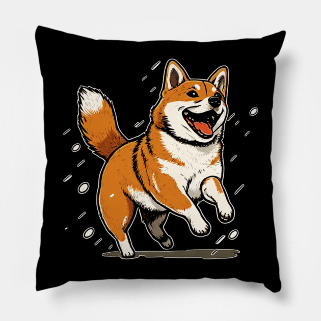 Playful Shiba Inu Dog, Dog Lover Pillow by logiamerch