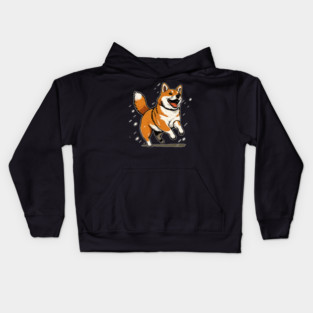 Playful Shiba Inu Dog, Dog Lover Kids Hoodie
