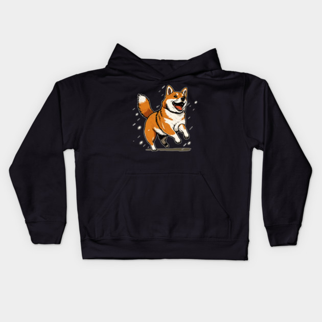 Playful Shiba Inu Dog, Dog Lover Kids Hoodie by logiamerch