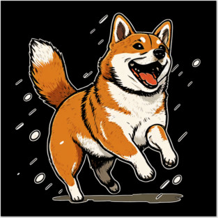 Playful Shiba Inu Dog, Dog Lover Posters and Art