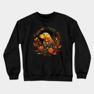 Golden Retriever Dog, Floral Ornament, Dog Lover Crewneck Sweatshirt