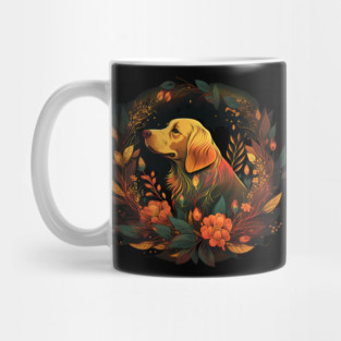 Golden Retriever Dog, Floral Ornament, Dog Lover Mug