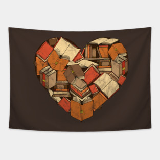 Book Lover Heart of Books Tapestry