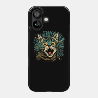 Funny Scared Cat Face, Cat Lover, Scaredy Cat Phone Case