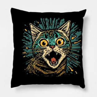 Funny Scared Cat Face, Cat Lover, Scaredy Cat Pillow