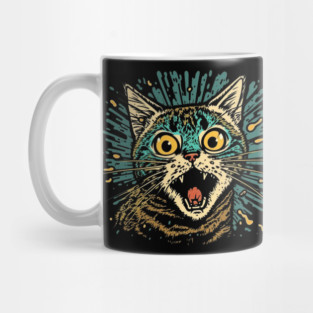 Funny Scared Cat Face, Cat Lover, Scaredy Cat Mug