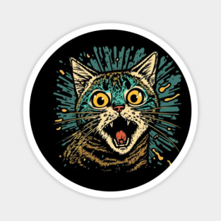 Funny Scared Cat Face, Cat Lover, Scaredy Cat Magnet