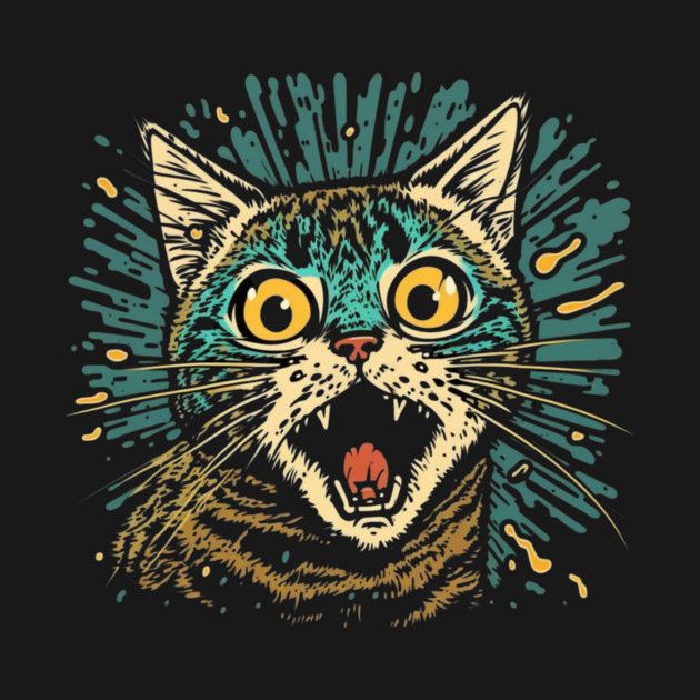 Funny Scared Cat Face, Cat Lover, Scaredy Cat by logiamerch