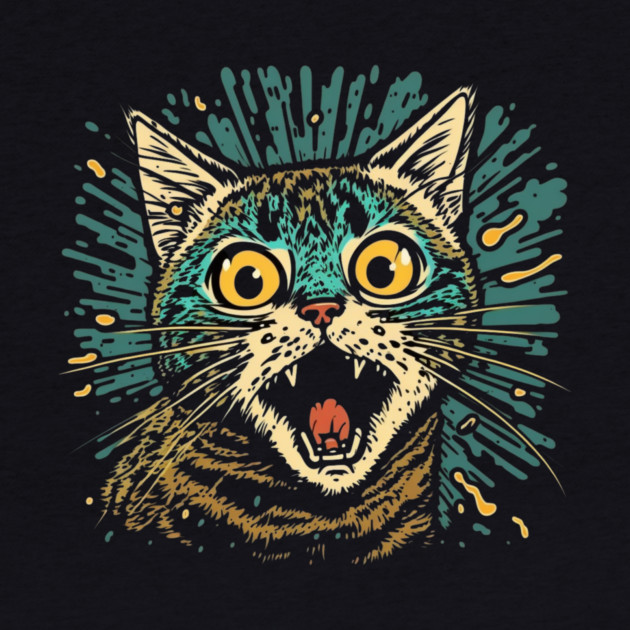 Funny Scared Cat Face, Cat Lover, Scaredy Cat by logiamerch