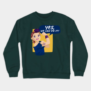 Yes, we can do it! Anime Teen Feminist Crewneck Sweatshirt