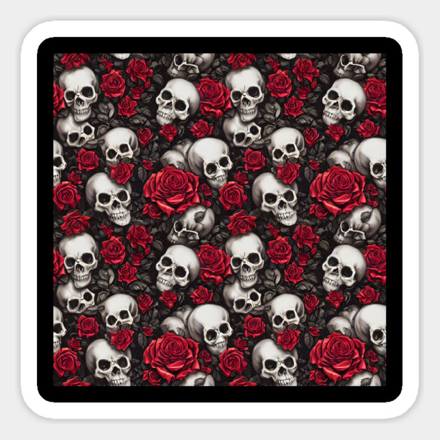 Rose And Skull Pattern Magnet by The WYLD Tribe