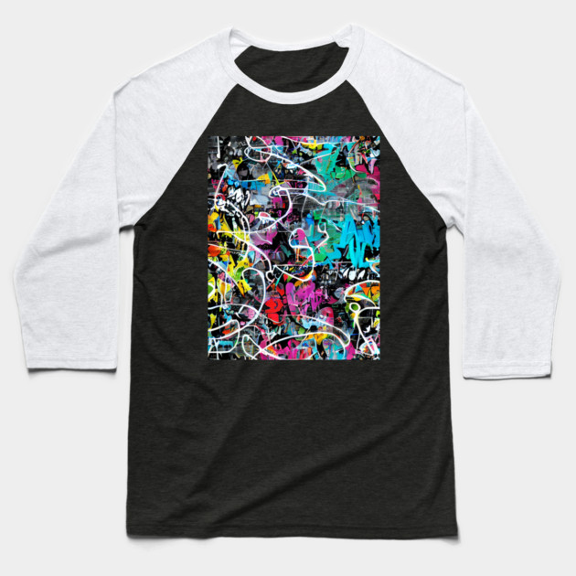 Graffiti Style Pattern Baseball T-Shirt by The WYLD Tribe