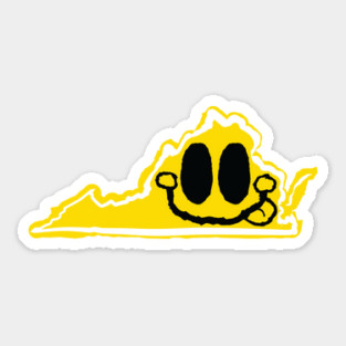 Virginia Happy Face  with tongue sticking out Sticker