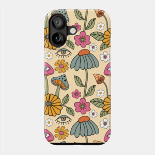 Retro Floral Mushrooms Pattern Phone Case