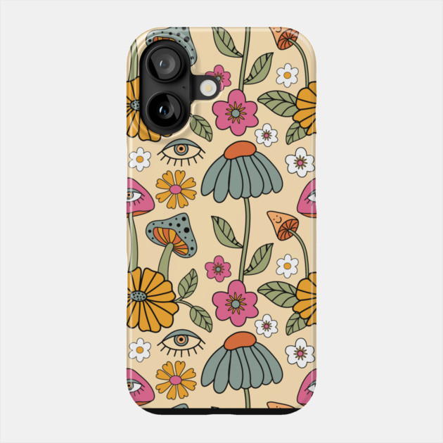 Retro Floral Mushrooms Pattern Phone Case by The WYLD Tribe