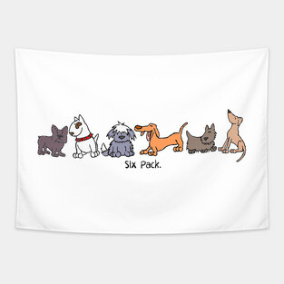 Six Pack of Dogs Cartoon Dog Tapestry