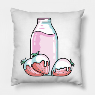 Cute Strawberry Milkshake Pillow