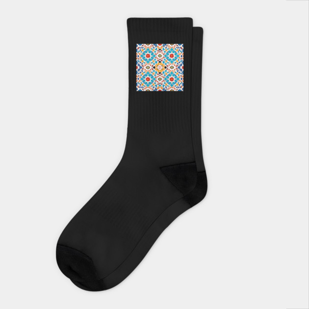 Arabic Islamic Tile Pattern Geometric Art Traditional Middle Eastern Socks by Tshirtiz