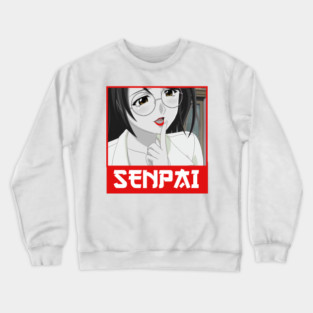 Anime girl senpai word from anime and manga anime girl lips on Crewneck Sweatshirt