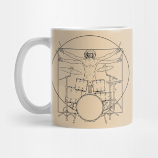 Virtuvian Man Drummer Black Mug