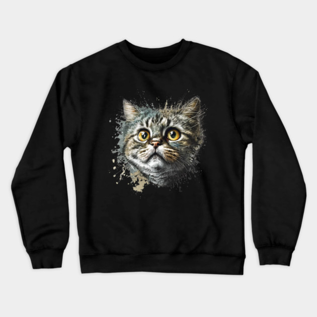 Cat Illustration, Cute Cat, Love Cats Crewneck Sweatshirt by logiamerch