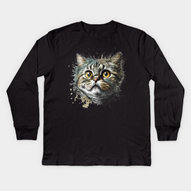 Cat Illustration, Cute Cat, Love Cats Kids Long Sleeve T-Shirt by logiamerch