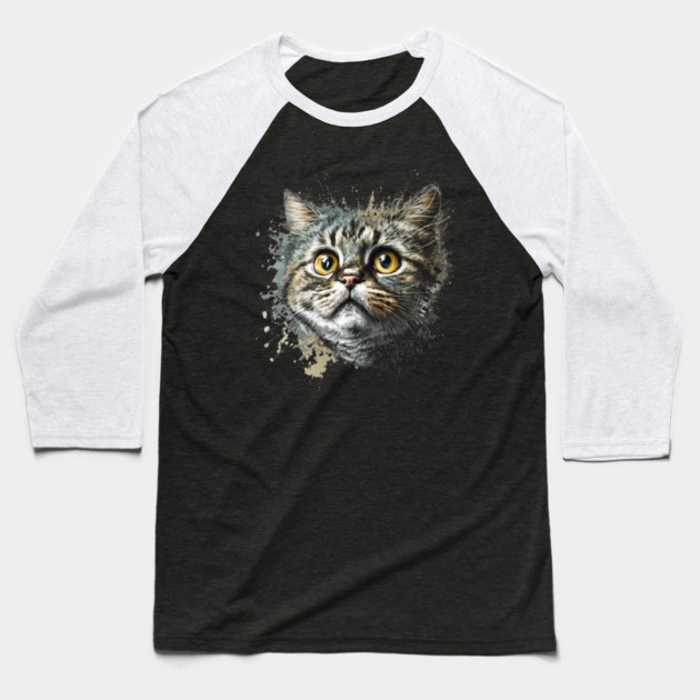 Cat Illustration, Cute Cat, Love Cats Baseball T-Shirt by logiamerch