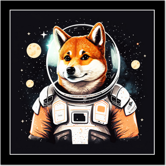 Shiba Inu Dog, Astronaut, Funny Dog Lover Wall Art by logiamerch