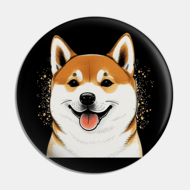 Cute Shiba Inu Dog Smiling Pin by logiamerch