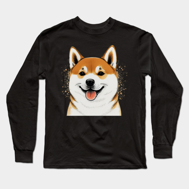 Cute Shiba Inu Dog Smiling Long Sleeve T-Shirt by logiamerch