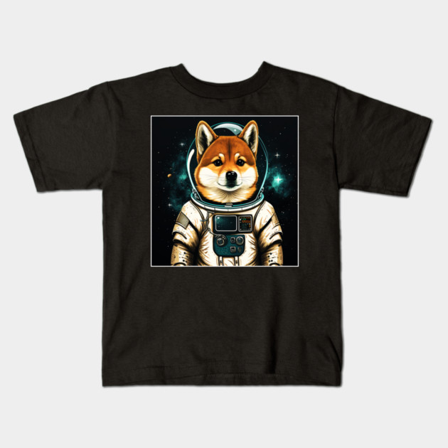 Shiba Inu Dog, Astronaut, Funny Dog Lover Kids T-Shirt by logiamerch
