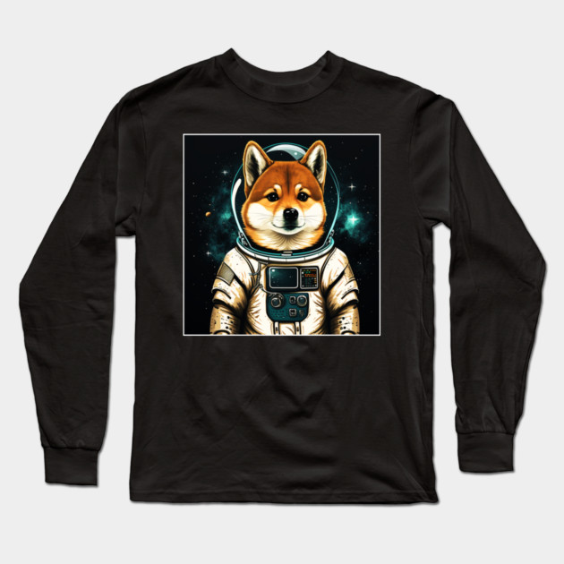 Shiba Inu Dog, Astronaut, Funny Dog Lover Long Sleeve T-Shirt by logiamerch