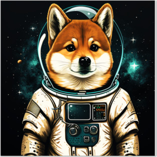 Shiba Inu Dog, Astronaut, Funny Dog Lover Posters and Art