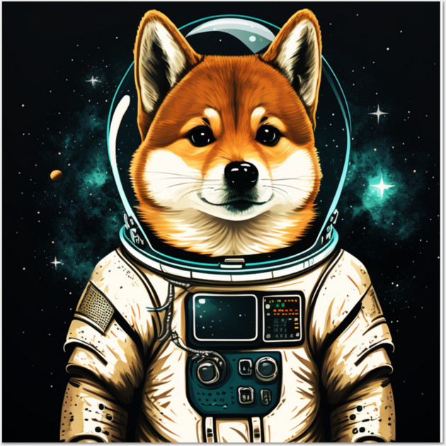 Shiba Inu Dog, Astronaut, Funny Dog Lover Wall Art by logiamerch