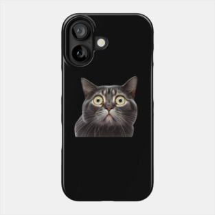 Funny Scared Cat Face, Cat Lover, Scaredy Cat Phone Case