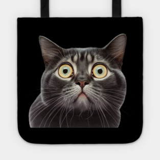 Funny Scared Cat Face, Cat Lover, Scaredy Cat Tote